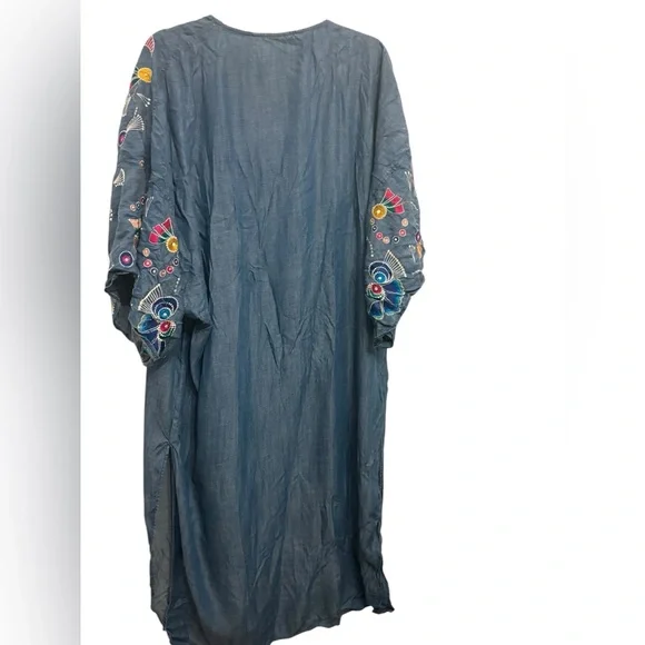 Zara Floral Embroidered Maxi Dress - Blue - Picture 2 of 4